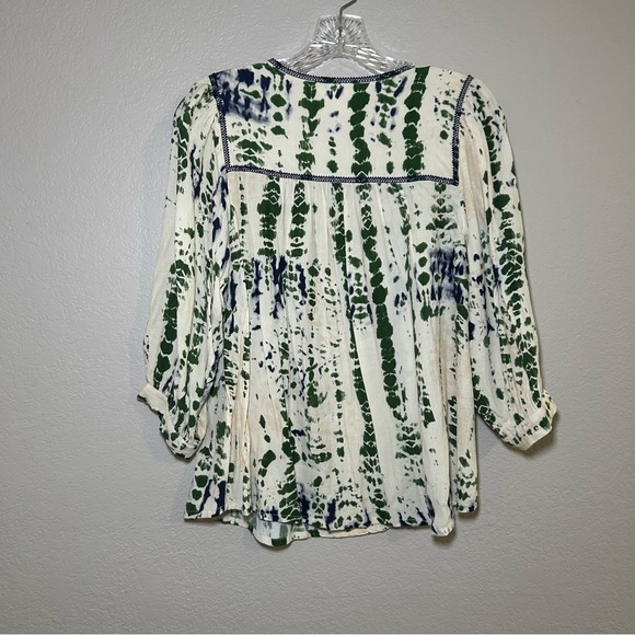 ba&sh Green Blue Patterned Iris Blouse women’s small boho fall career artsy bold - Picture 10 of 10